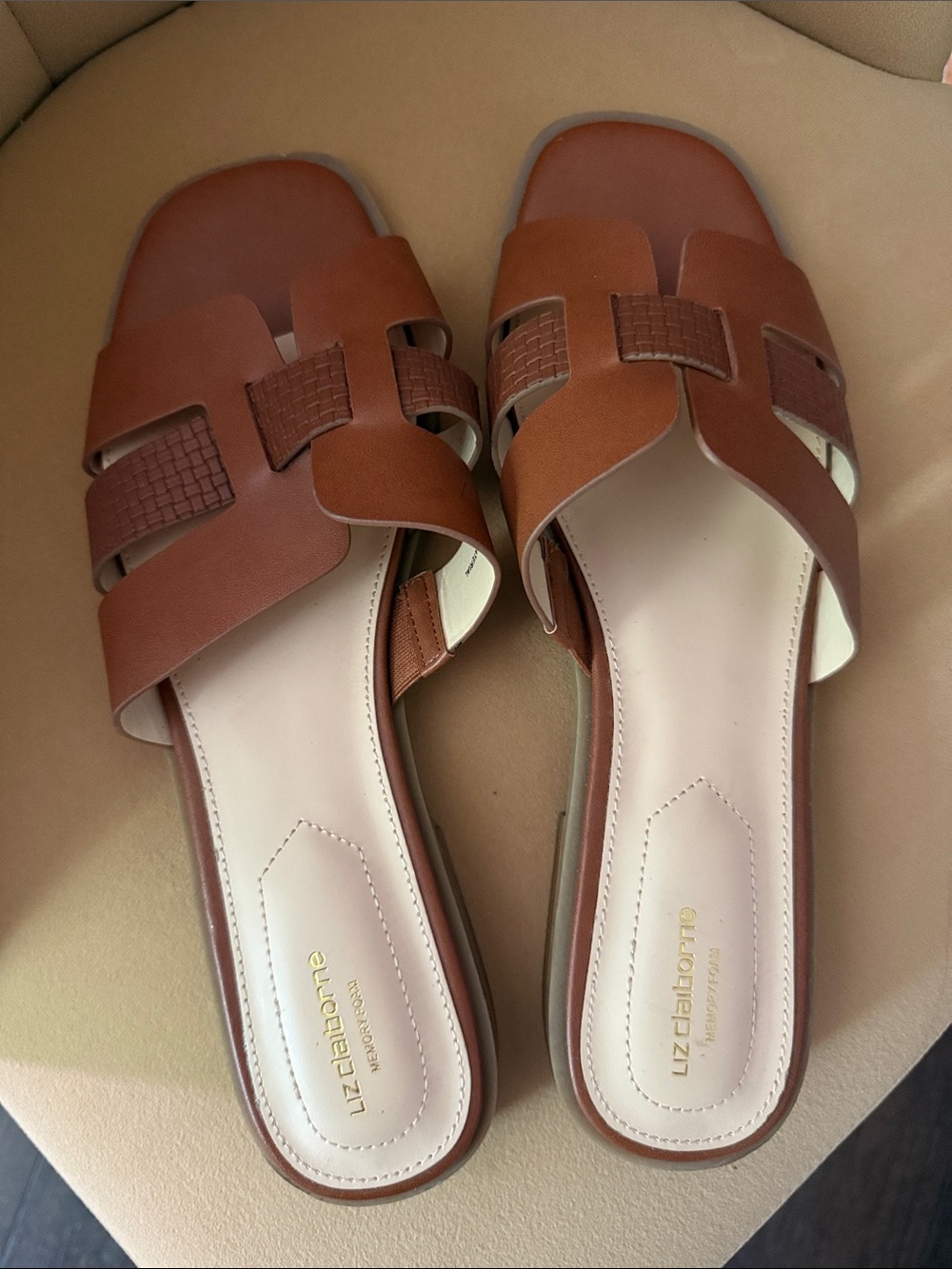 Liz Claiborne Tan Brown Slide Mules